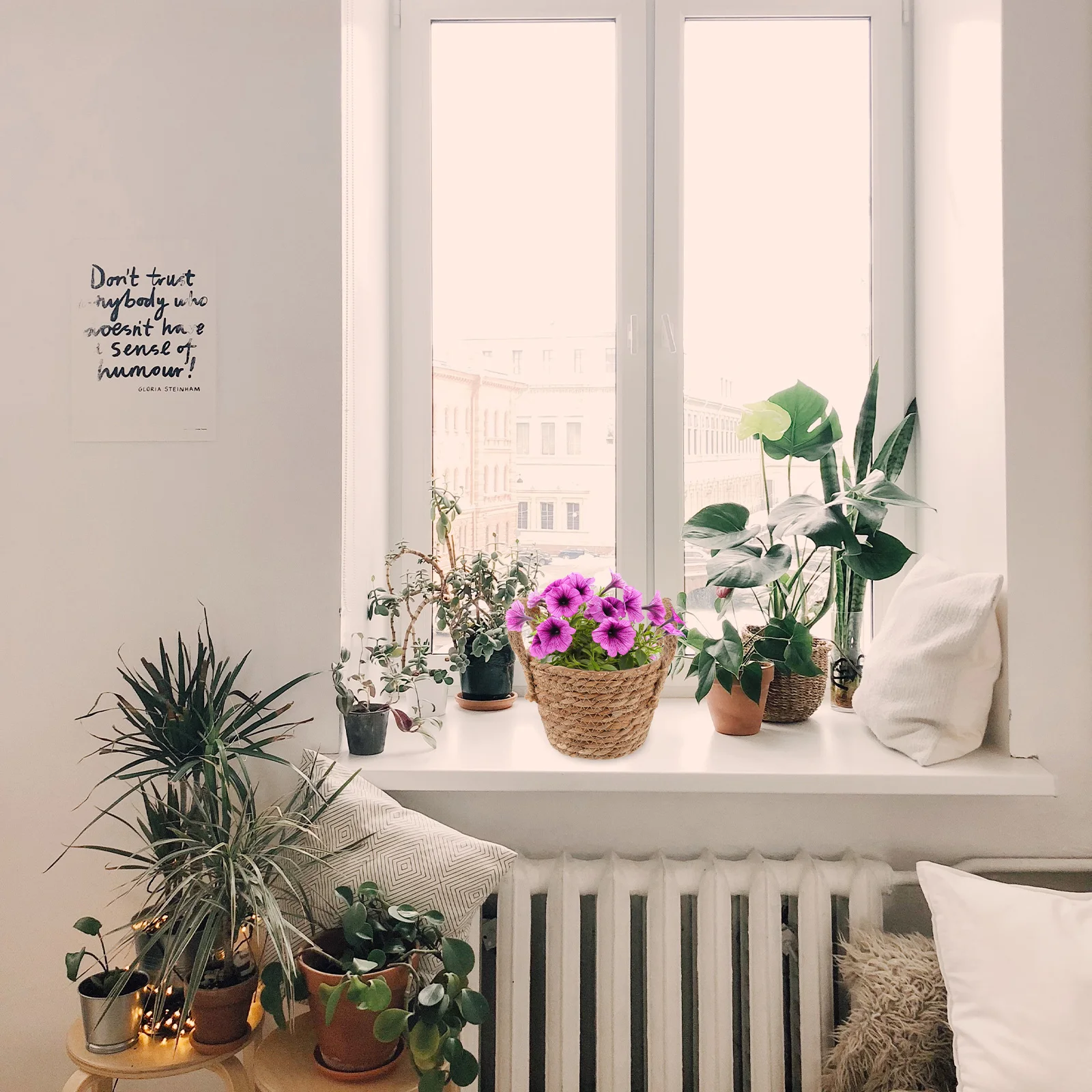 

Rattan Woven Flower Basket Storage Planter Decorative Baskets Indoor Outdoor Natural Beauty Exquisite Craftsmanship Suitable