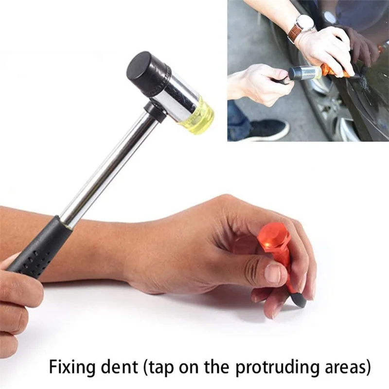 Car Dent Removal Tools Paintless Dent Removal Tap Down Dent Remover Double Head Rubber Hammer Auto Repair Tool