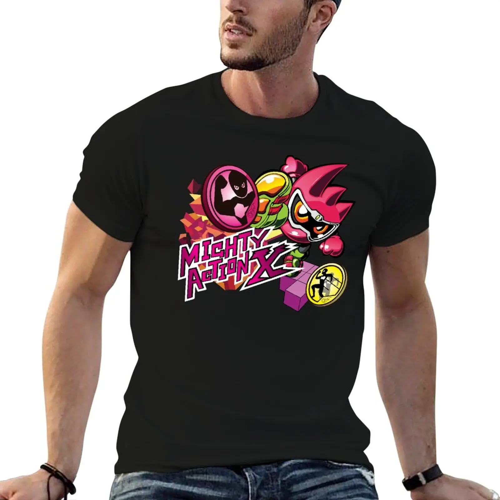 Mighty Action X T-Shirt tshirts personalised summer clothes black t-shirts for men