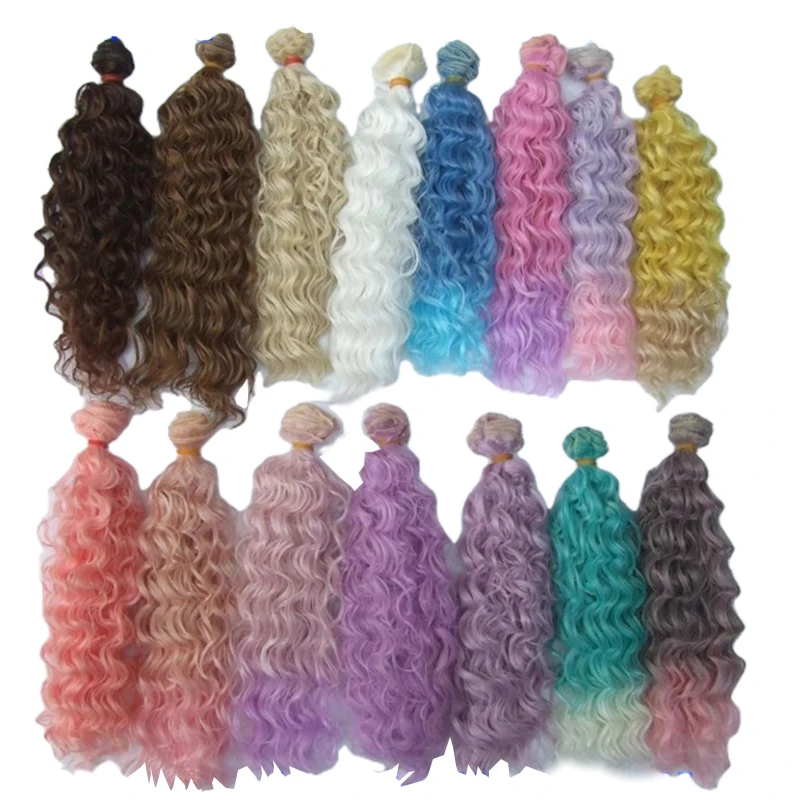 15 CM 25cm doll wigs heat resistant deep wave hair for blyth doll 1/3 1/4 1/6 BJD diy cloth doll wigs