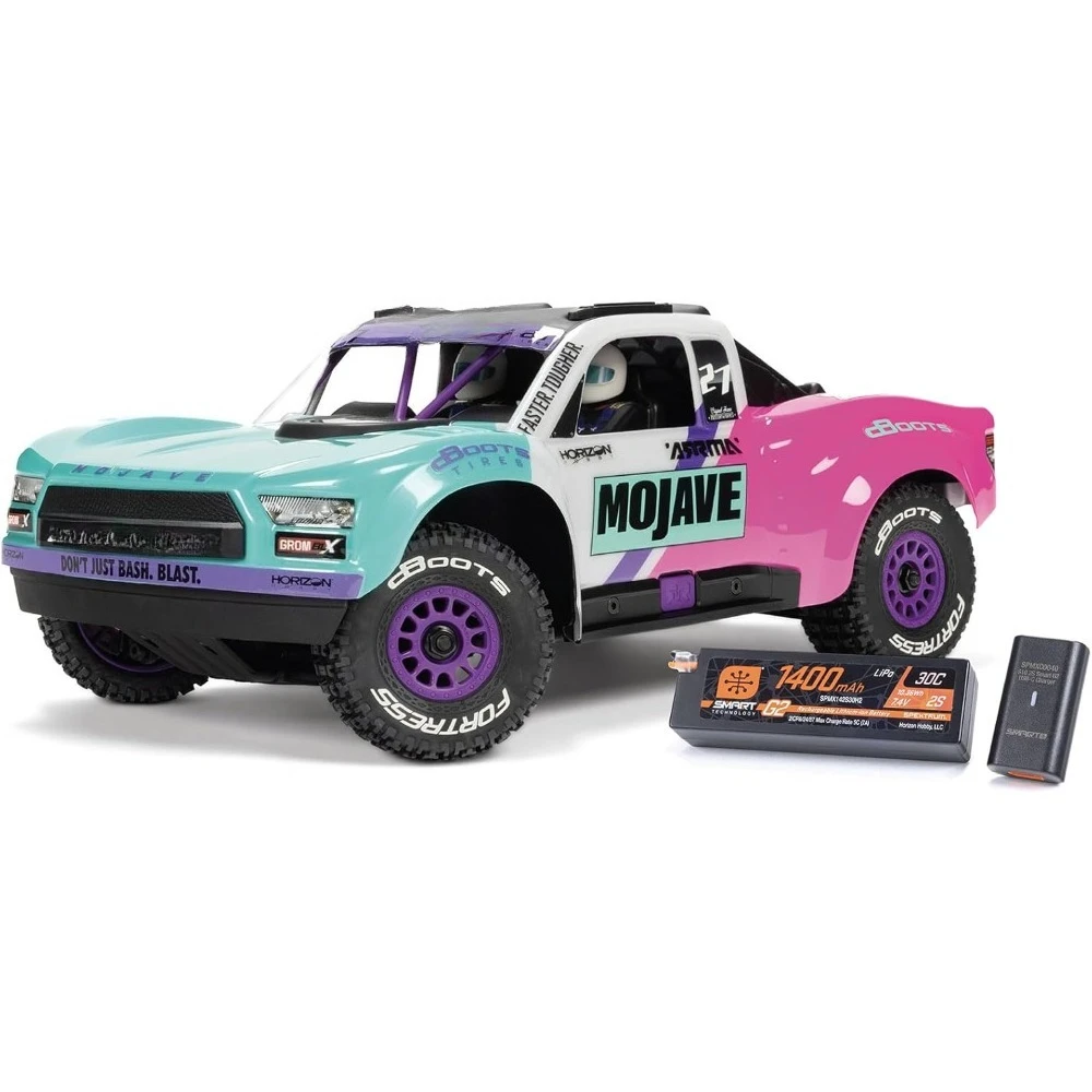 

RC Truck Mojave GROM 4X4 223S BLX BRUSHLESS Small Scale Desert Truck RTR with DSC, Battery & Charger Included, Teal, ARA2304ST1