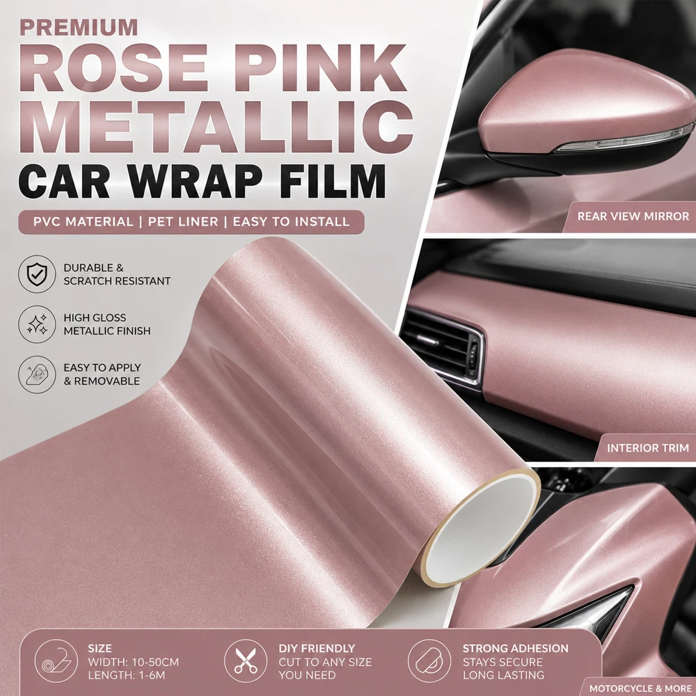 Car Wrapping Vinyl Film Rose Pink Color Vehicles Multi-Function Durable Auto Motorcycle Body Color Modified Accessoires