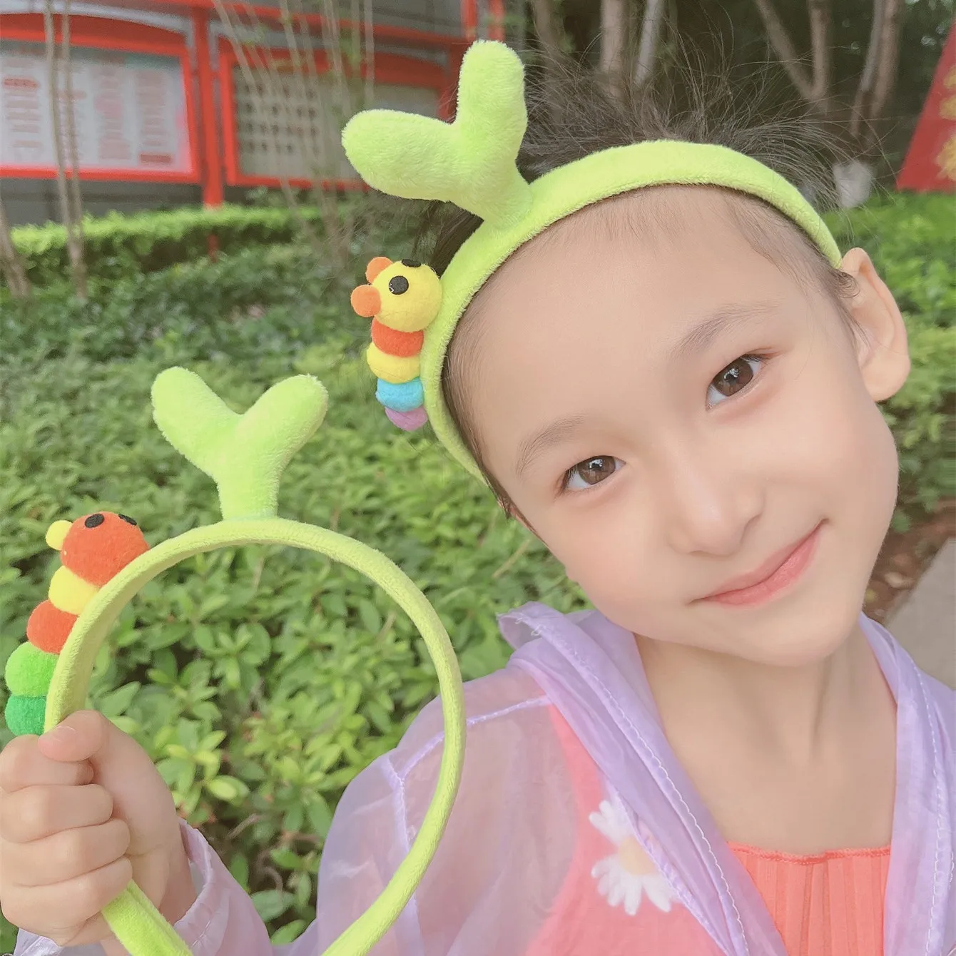 Korean Style Tulip Caterpillar Flowers Headband Fashion Bean Sprout Cartoon Plush Flower Hair Hoop