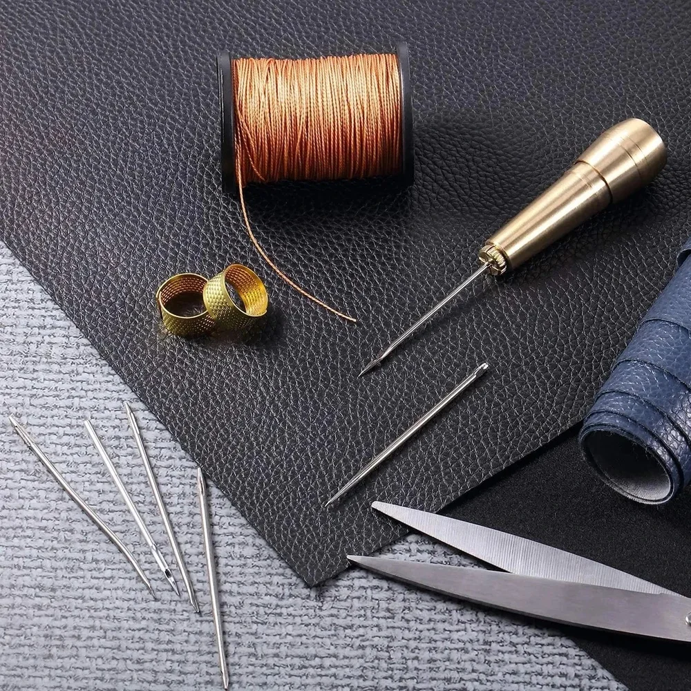 لتقوم بها بنفسك مجموعة الخياطة الجلدية الجلود الخياطة الخرامه إبرة مع مقبض النحاس مجموعة الجلود قماش خيمة الأحذية أداة إصلاح 3 لون الموضوع #5