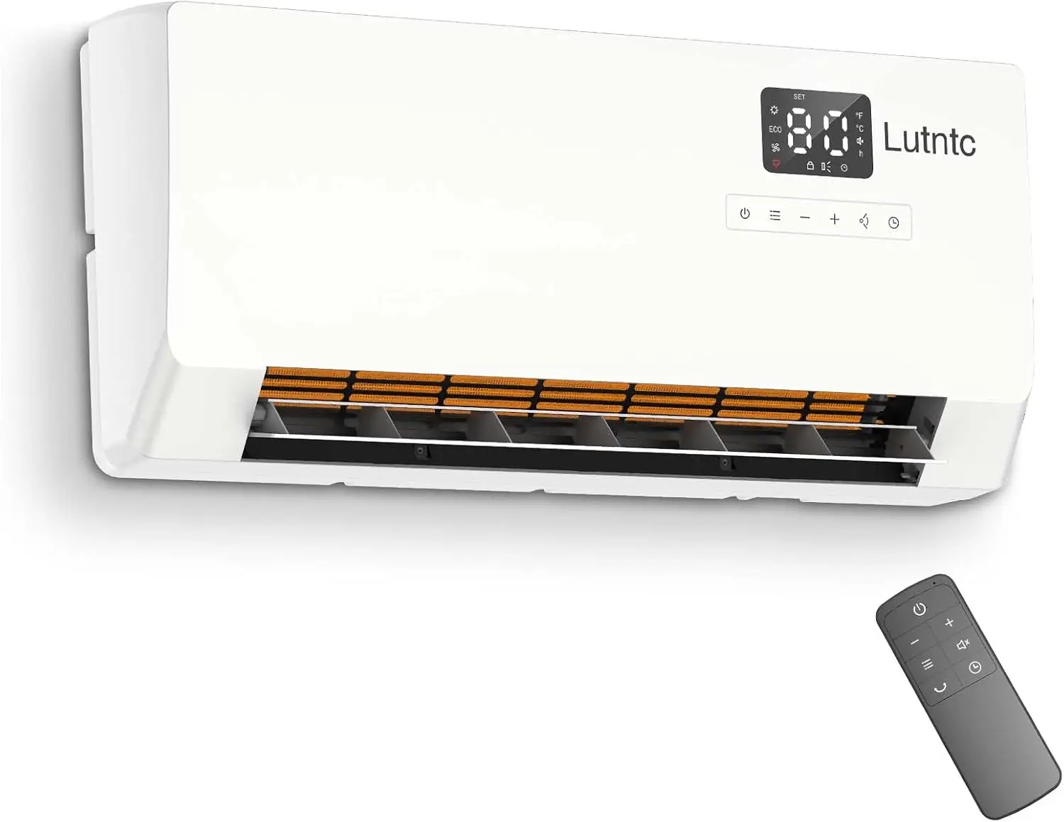 Electric Wall Mounted Heater with Remote Control, 24H Timer, ECO Mode, Quick Heating Space Heater for Bedroom, Living Room