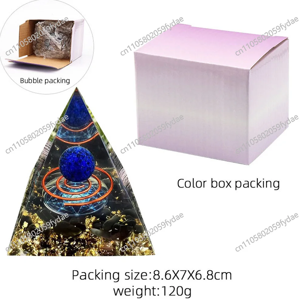 6cm Energy Pyramid Orgonite Reiki Natural Amethyst Ball Healing Crystal Chakra Tool Ornaments Resin Stones Home Decoration Gifts