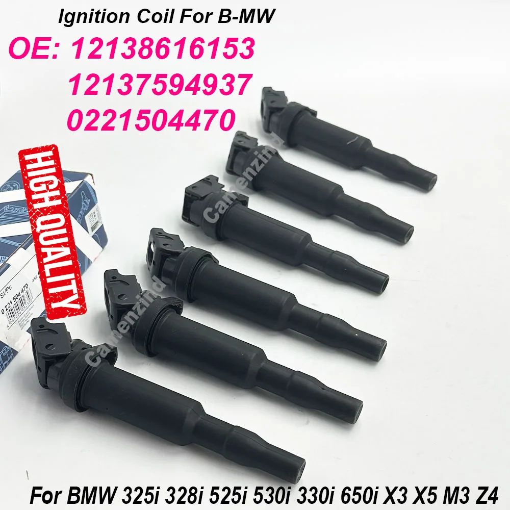 

6 шт. 0221504470 12138616153 12137594937 12138657273 катушки зажигания для BMW 325i 335i 328i 525i 530i 330i 650i X5 X6 M3 Z4