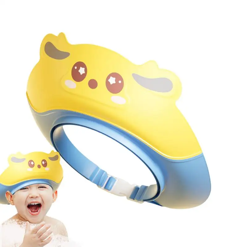 

Bathing Hat For Kids Silicone Shower Cap Bathing Protection Wash Hair Shield Cartoon Shower Hats Eye And Ear Protection
