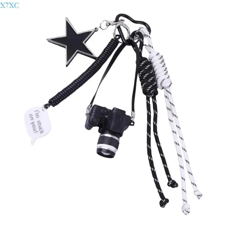 

X7XC Unique Camera Shaped Bag Accessory Alloy Keyring Fashion Holder Bags Charm for Sporty and Fashion Individuals