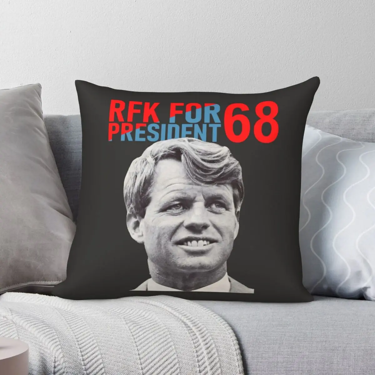 Robert F. Kennedy For President 1968 RFK Pillowcase Polyester Linen Velvet Pattern Zip Decor Room Cushion Cover