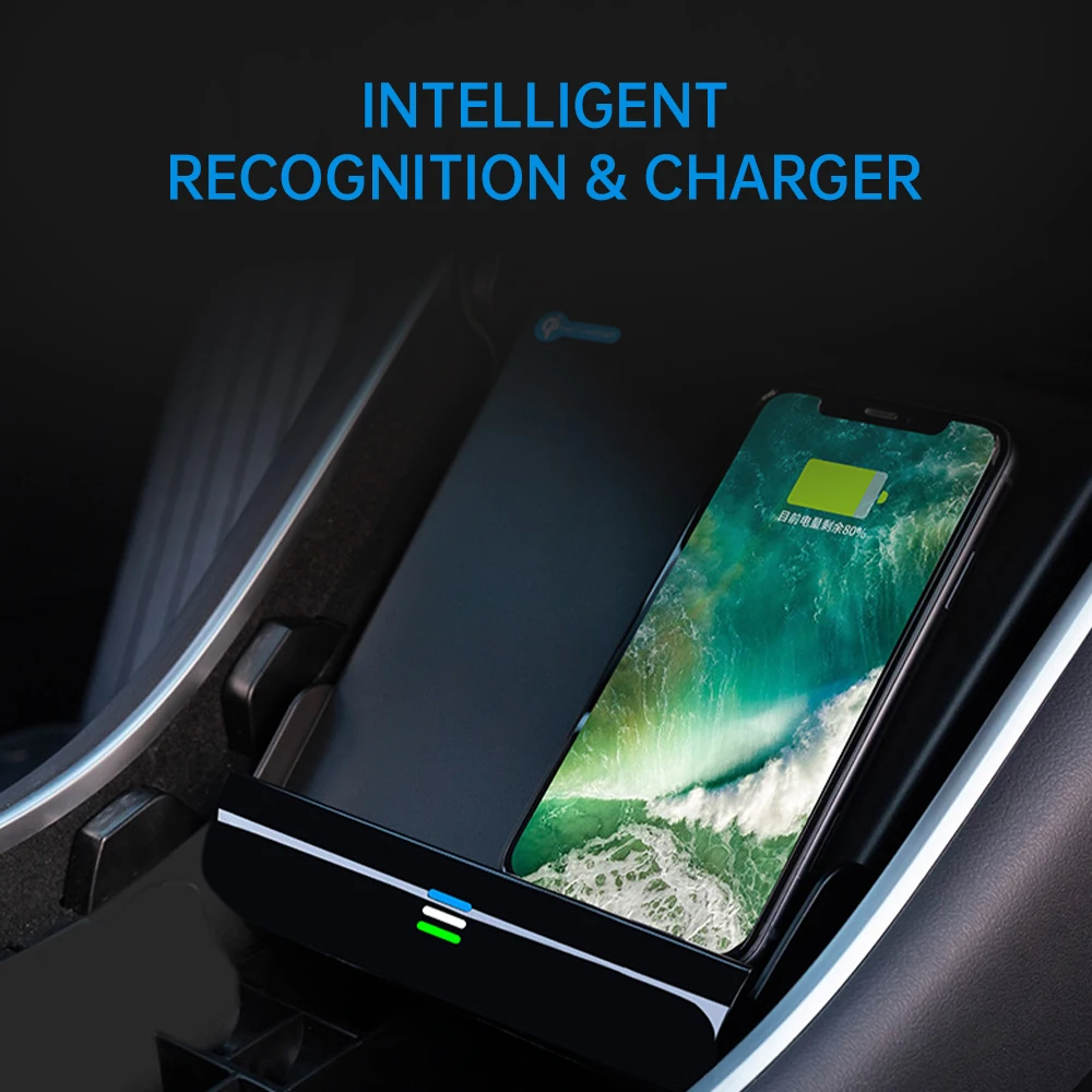 Wireless Charger For Tesla Model 3 2017 2018 2019 2020 Accessories,Dual Phone Charging Pad Car Center Console Interior
