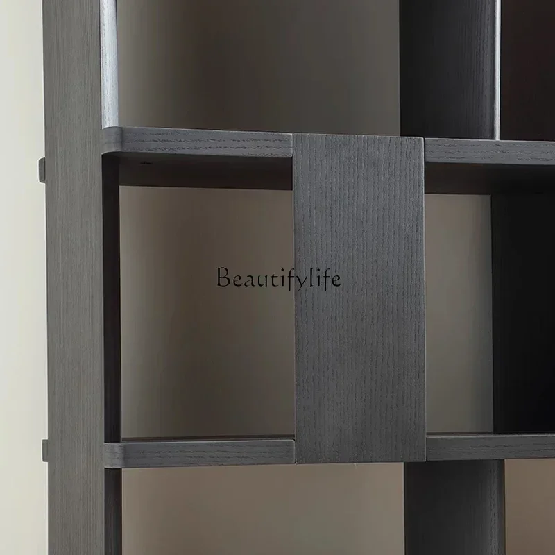 ld 38 Nordic light luxury solid wood bookshelf floor-to-ceiling modern light luxury solid wood multi-layer shelf Italian minimal