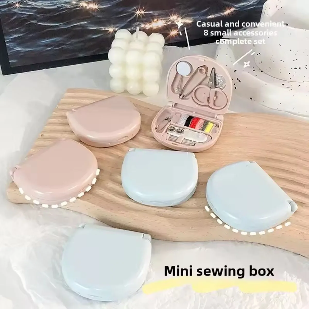 미니 수동 재봉틀 키트 휴대용 여행 재봉 도구 바늘과 실 액세서리가있는 여행 재봉 용품
