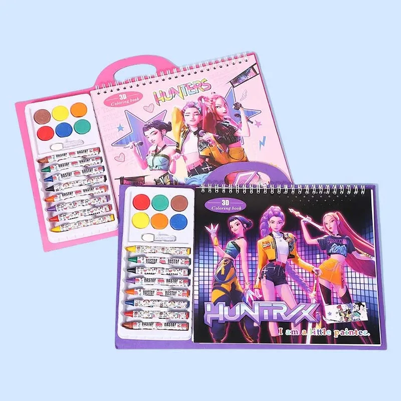 Kpop شيطان الصيادين التلوين والنشاط كتاب أنيمي الكرتون خط الفن للأطفال تتبع صفحات الرسم هدية مثالية للأطفال #1