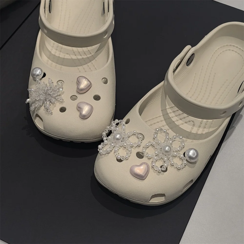 1Set Mary Jane Cave Shoe Charms Flower Beads Pearl Bow Buckle Ballet Style Crystal Rhinestone Shoes Decoration Accessories ﻿ ﻿