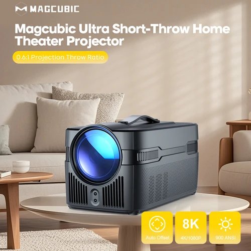 Imagen 2 del producto Magcubic Auto Focus HY450C Proyector de alcance ultracorto con compensación automática 1080P 8K HD 900 ANSI WiFi6 BT5.4 Allwinner H716 Voz