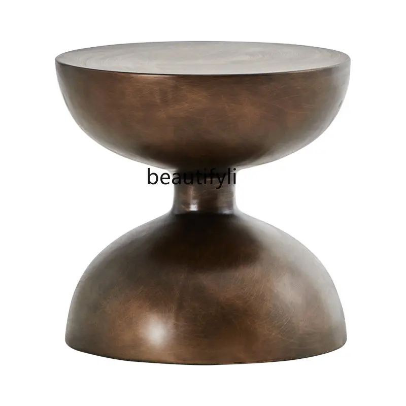 

Fiberglass Paint Side Table Corner Table round Phone Table Personality Tea Table Bronze Pattern