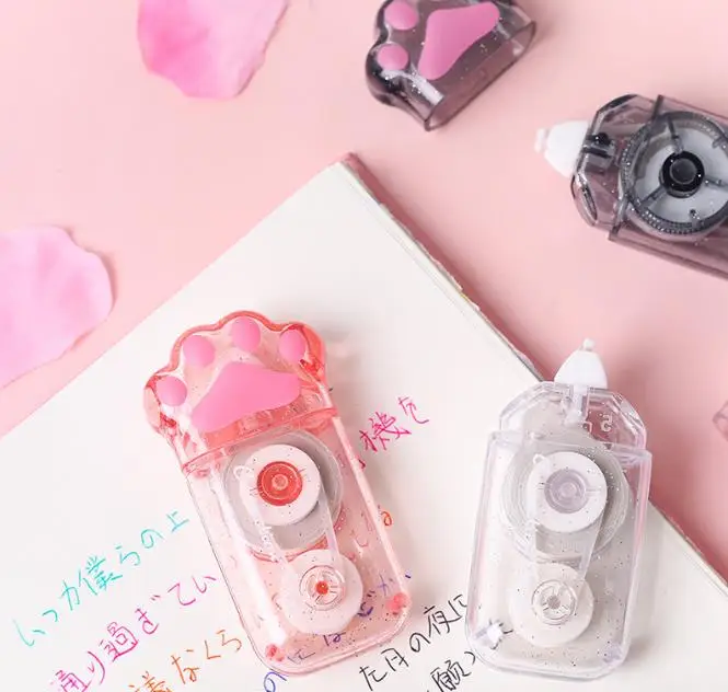 Creative Cat Paw Mixed Color Correction Tape, Pretty Stylish Student Correction Tape With Handy Dot Glue