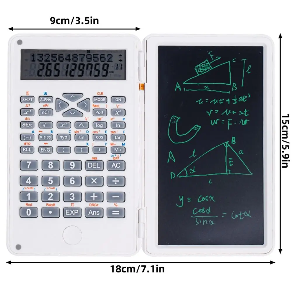 3 in 1 Scientific Calculator 6-inch Large Screen Display Office LCD Drawing Pad Practical Portable