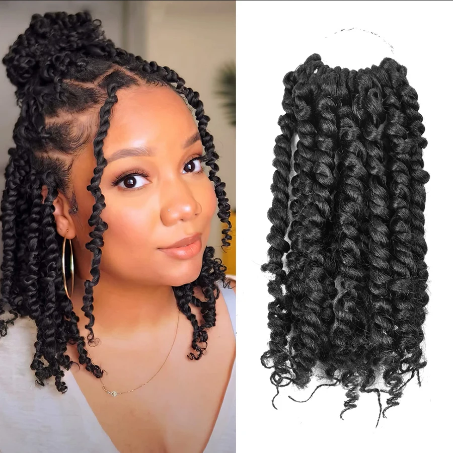 

8 Inch Pre-twisted Passion Twist Crochet Hair for Black Women Crochet Braids Pre-looped Synthetic Braiding Hair Extensions
