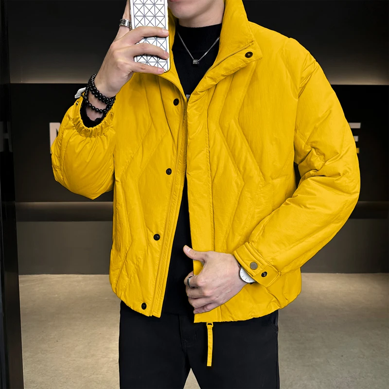

Casual Stand Collar Duck Down Jackets Autumn Winter Men's Lightweight Windproof Warm Puffer Coats Youth Outwear Tops Clothing