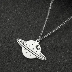 Planet Saturn Star Charm Chokers Necklaces For Women Stainless Steel Chain Pendant Fashion Necklaces 2023 Collares Para Mujer