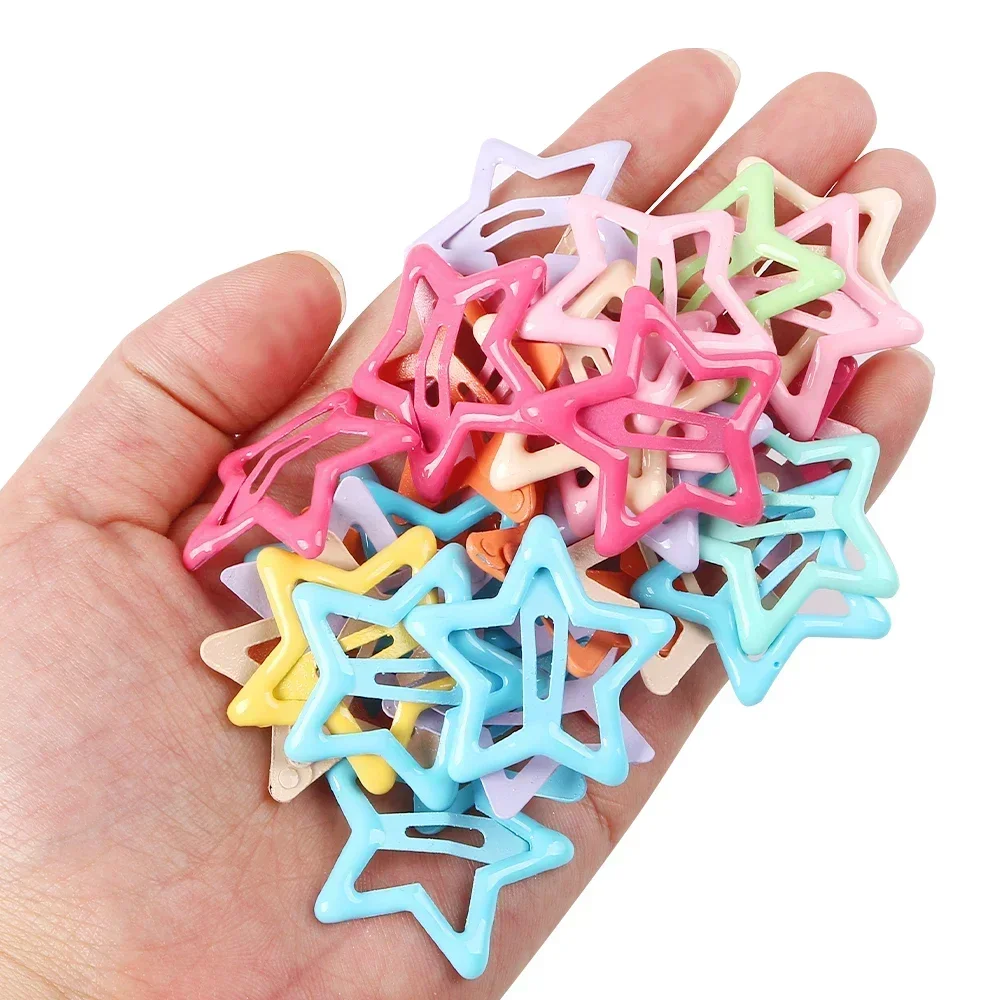 

10pcs Metal Five-Pointed Star Colorful Hairpin Cute Candy Color Girls Hair Clips DIY Women Accessories For Hair Clips