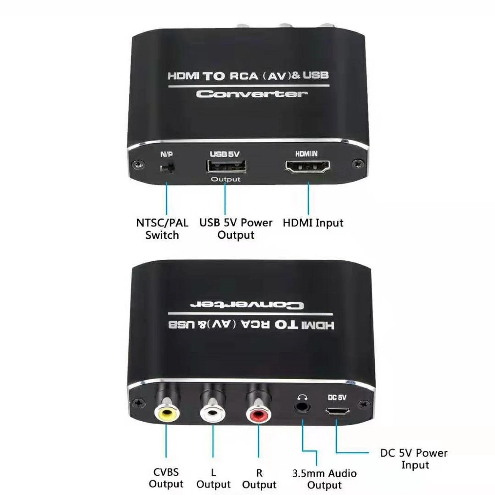 

1080P HDMI-совместимый конвертер в RCA AV/CVSB L/R видеобокс HD 1920*1080 HDMI2AV поддержка NTSC PAL выход HDMI в AV