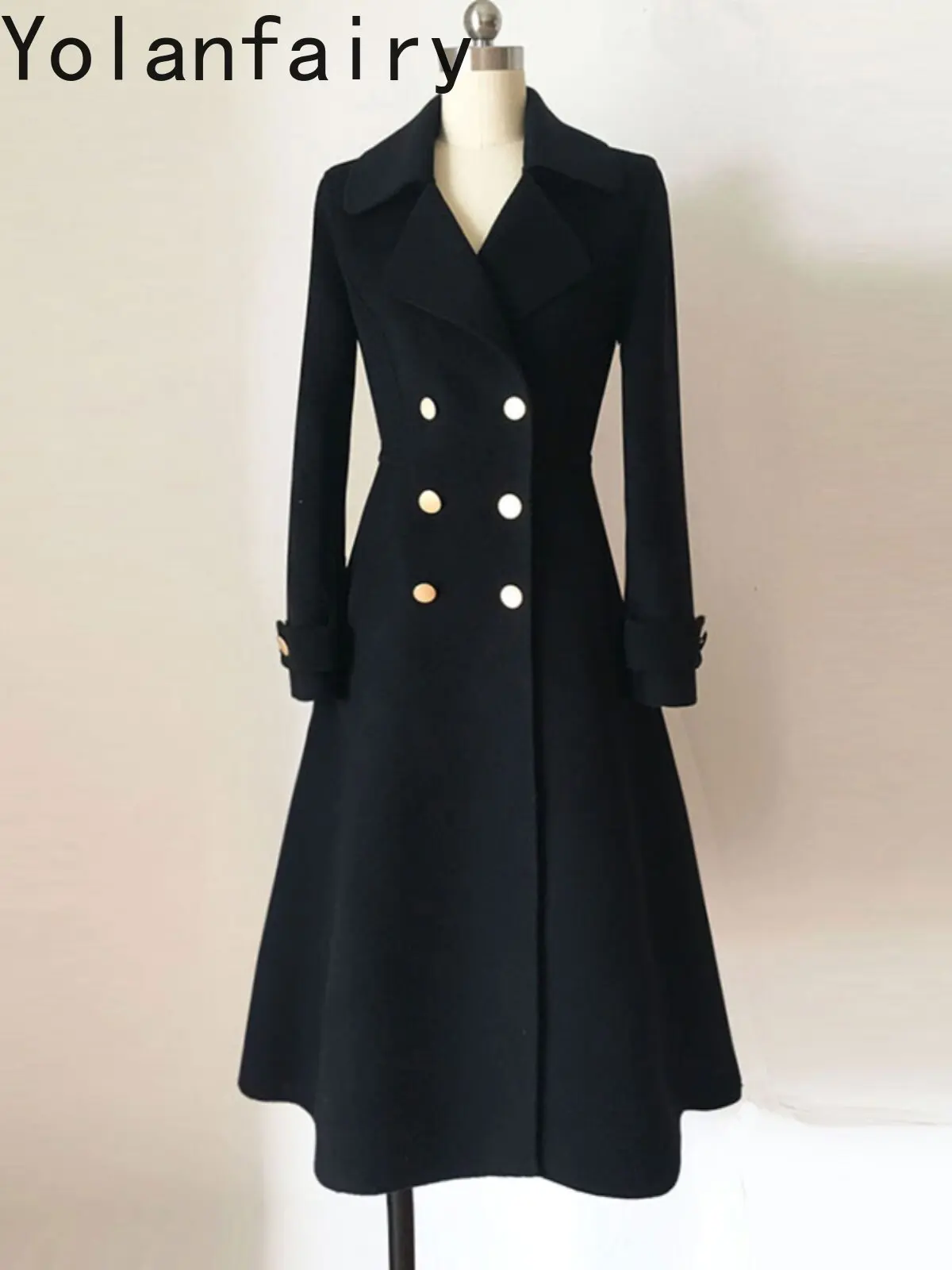 YOLANFAIRY Elegant Double-faced Cashmere Coats for Woman High Quality 75% Wool Coat Women Clothing Mid-length Woolen Jacket New
