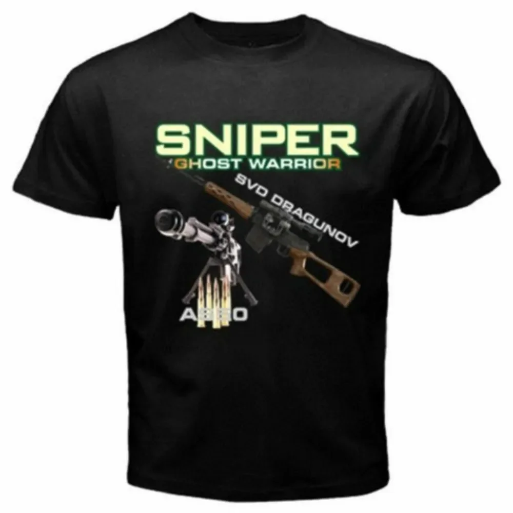 SR-25, MSG90, SVD Dragunov, AS50 Rifle Sniper Ghost Warrior T-Shirt 100% Cotton O-Neck Summer Short Sleeve Casual Mens T-shirt