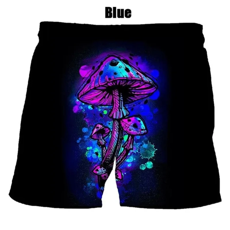 Men's Fashion Mushroom 3d Printing Hip Hop Beach Shorts Summer Mens Casual Personality Cool Balck Shorts Swimming Trunks Kids