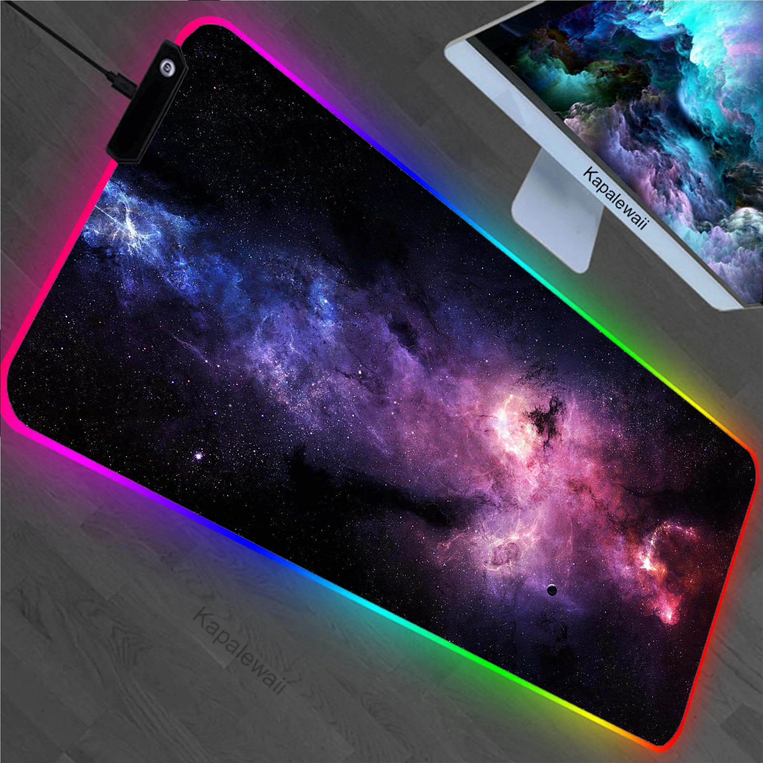 Purple Star Space RGB Gamer Mouse Pad Mousepads Locking Edge Mouse Mat Gaming Mousepad Notebook Keyboard Pads Tapis De Souris