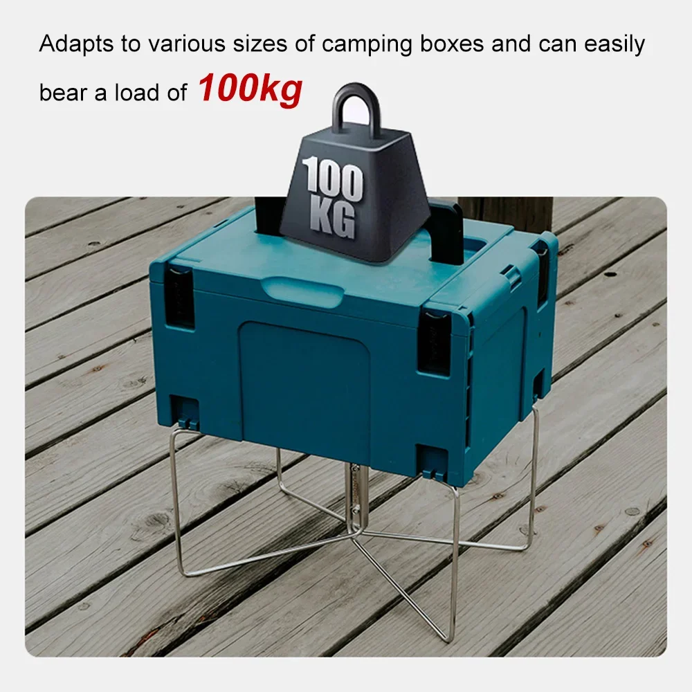 Camp Box Stand, Portable Camping Box Holder, Easy Fold & Open, Space-Saving, Insect & Dirt Resistant, 100kg Load, Outdoor Gear