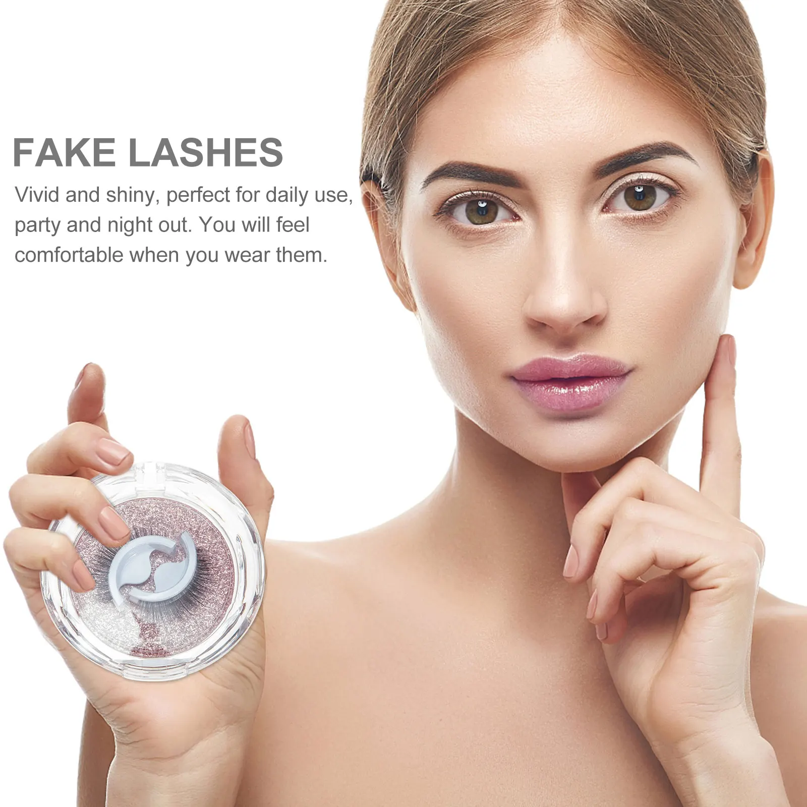 

Self Adhesive False Eyelashes Black Lightweight Cotton Band Reusable Party Makeup Lashes Fake Eyelashes Women Eye Decors