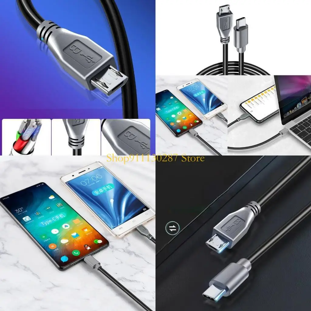 

J1HC Type C to Micro USB Male Sync OTG Cable Cord Adapter For Phone
