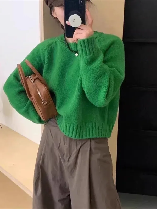 캔디 컬러 여성용 스웨터 루즈핏 편안한 소프트 니트 탑 트렌디한 한국 스타일 가을 겨울 패션 레이지 걸 필수템