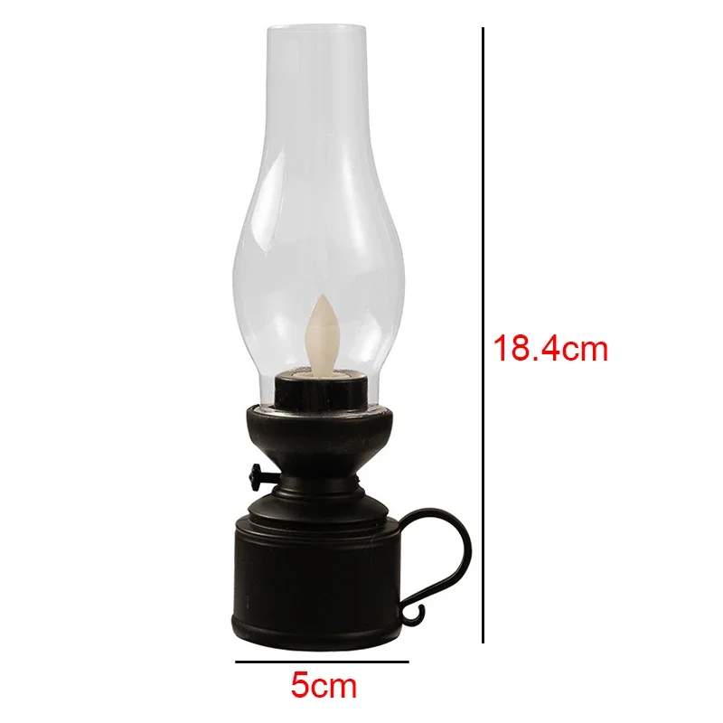 Electronic Kerosene Lamp Vintage Plastic Kerosene Lamp Chimney LED Battery Powered Candle Lamp Christmas Home Party Decoration