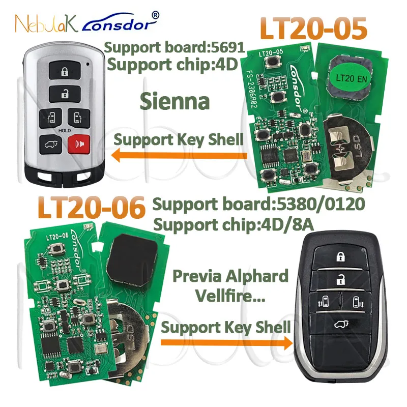 Universal Lonsdor LT20-01/02/03/04/05/06/07/08/10 PCB de llave inteligente genera frecuencia 8A 4D para placa de circuito Toyota Lexus Subaru