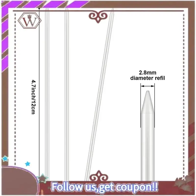 أحدث 96 قطعة من أقلام الرصاص للنجار 2.8 مم باللون الأبيض والأقلام الرصاص الميكانيكية الصلبة