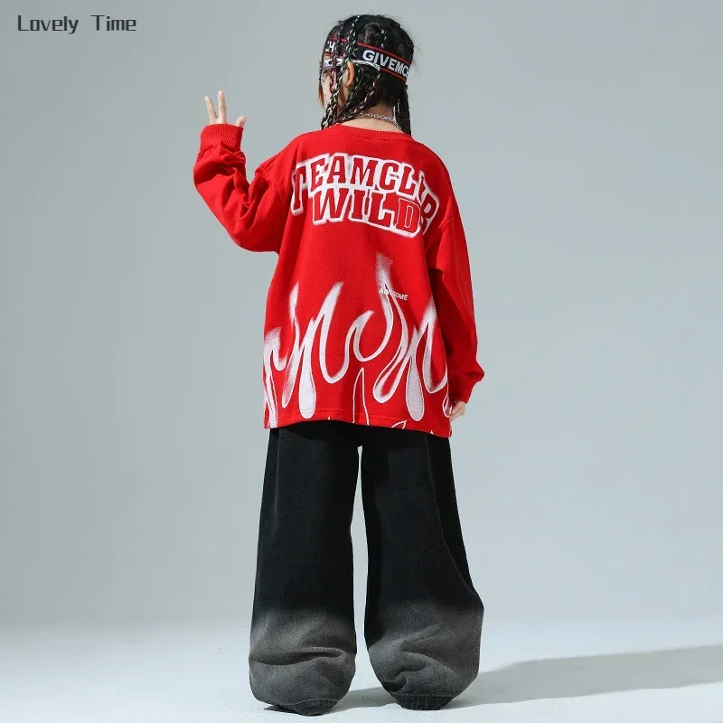 Boys Sweatshirt Black Jogges Pants Kids Girls Hip Hop Loose Street Dance Outfit Children Streetwear Kids Sportwear Clothes Sets