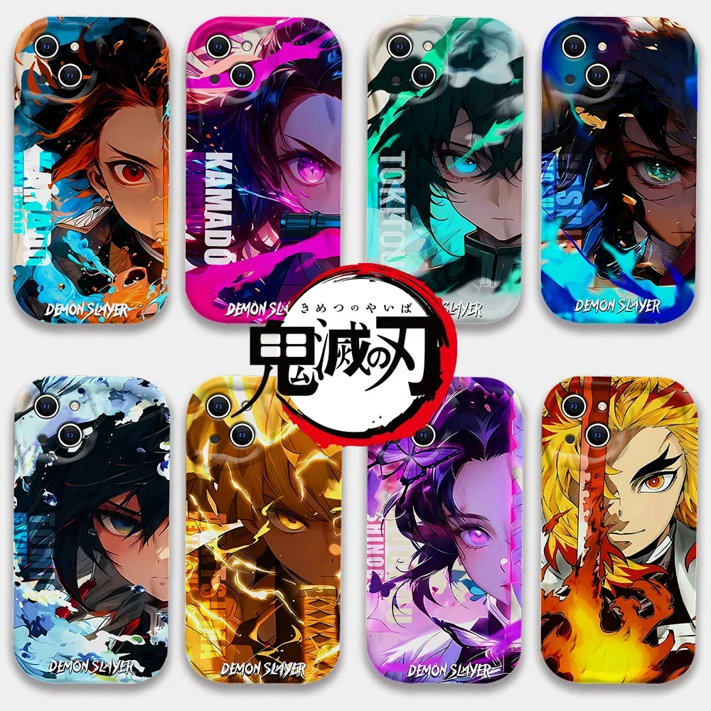 Cool 2024 Anime Demon Slayer 3D Wave Case For OPPO Realme 12 11 10 9 8 7 7i 6 5 Pro Plus C67 C55 C31 C35 C11 C12 C15 C20 C21Y