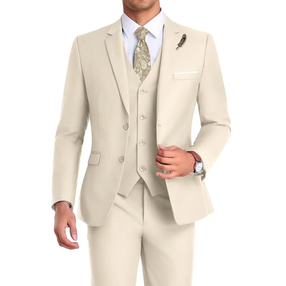 

High-Quality Slim Fit Black Men's Suit Luxury Elegant Business Wedding Fashion Clothing Conjunt