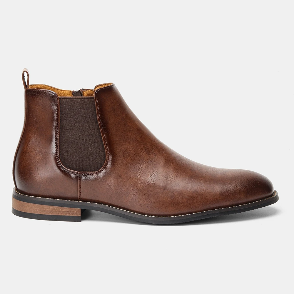 Chelsea-Stiefel für Herren, elastische Seitenstiefel, Herrenstiefel, Smart-Casual-Stiefel für Männer, niedriger Absatz, elastischer Seitenverschluss zum Anziehen. – Detail 10