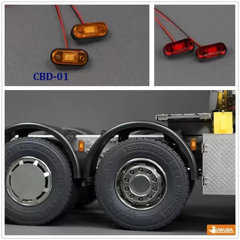 2 Stück LED 3V Positionsleuchte Breiten-/Warnleuchte für 1/14 Tamiya RC Truck Kipper für SCANIA 770S 56368 VOLVO ACTROS MAN Auto – Detail 3