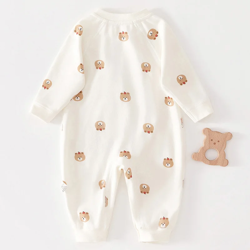 Autumn Newborn Jumpsuit for Boys Girls Cartoon Bear Baby Romper Cotton Infant Bodysuit Korean Toddler Kids One-Pieces Onesie