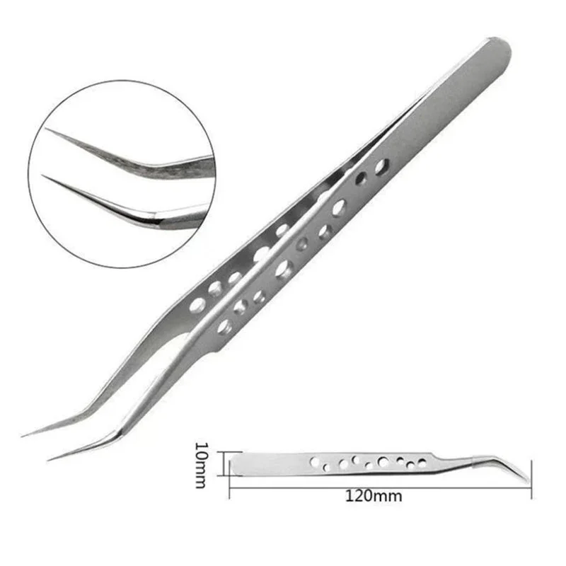 1/2Pc Professional High Precision Stainless Steel Tweezers Curved Straight Tip Tweezer for Eyelash Extensions Eyebrow Tweezers