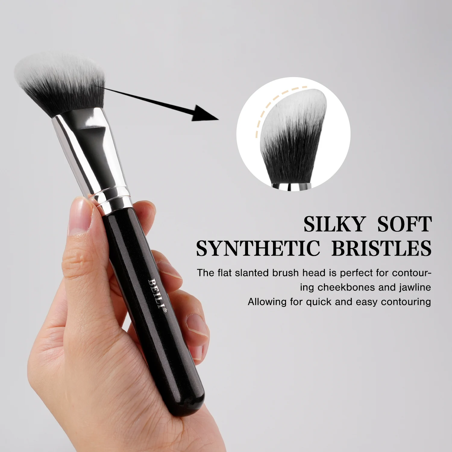 BEILI Professional Bevel Foundation Makeup Brush 1Pcs Soft Synthetic Hair For Liquid Cream Powder Emulsion Contouring Face Brush