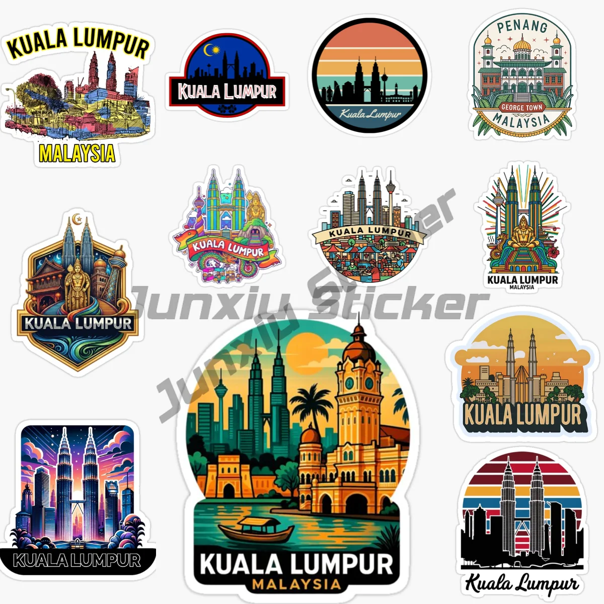 KUALA LUMPUR MALAYSIA National Flag National Emblem Mountain Scenic Car Stickers Waterproof Vinyl Decal No Fade Print and PVC