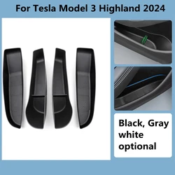 4PCS Car Door Side Storage Box For Tesla New Model 3 Highland 2024 Door Armrest Umbrella Trash Can TPE  For Model 3+ Accessories