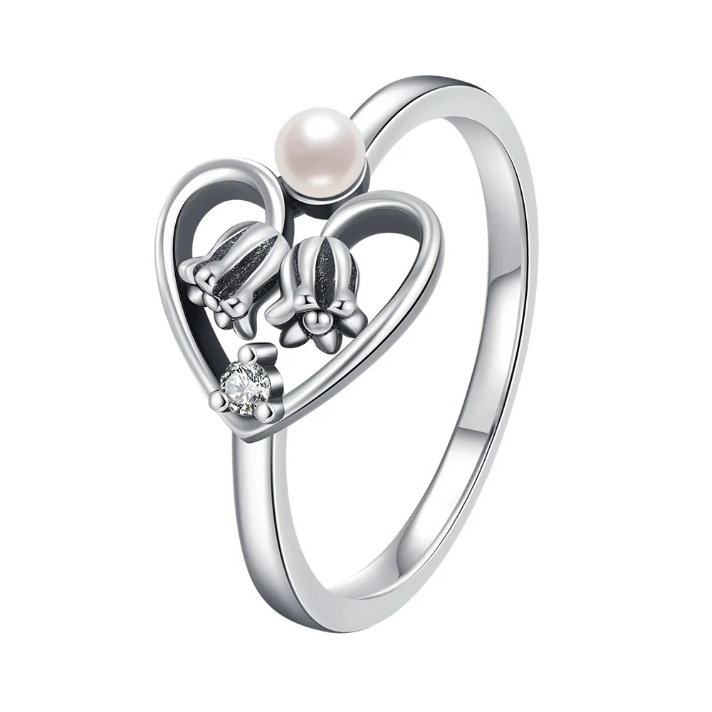 Women's Classic Heart Ring in S925 Sterling Silver, Romantic Gift